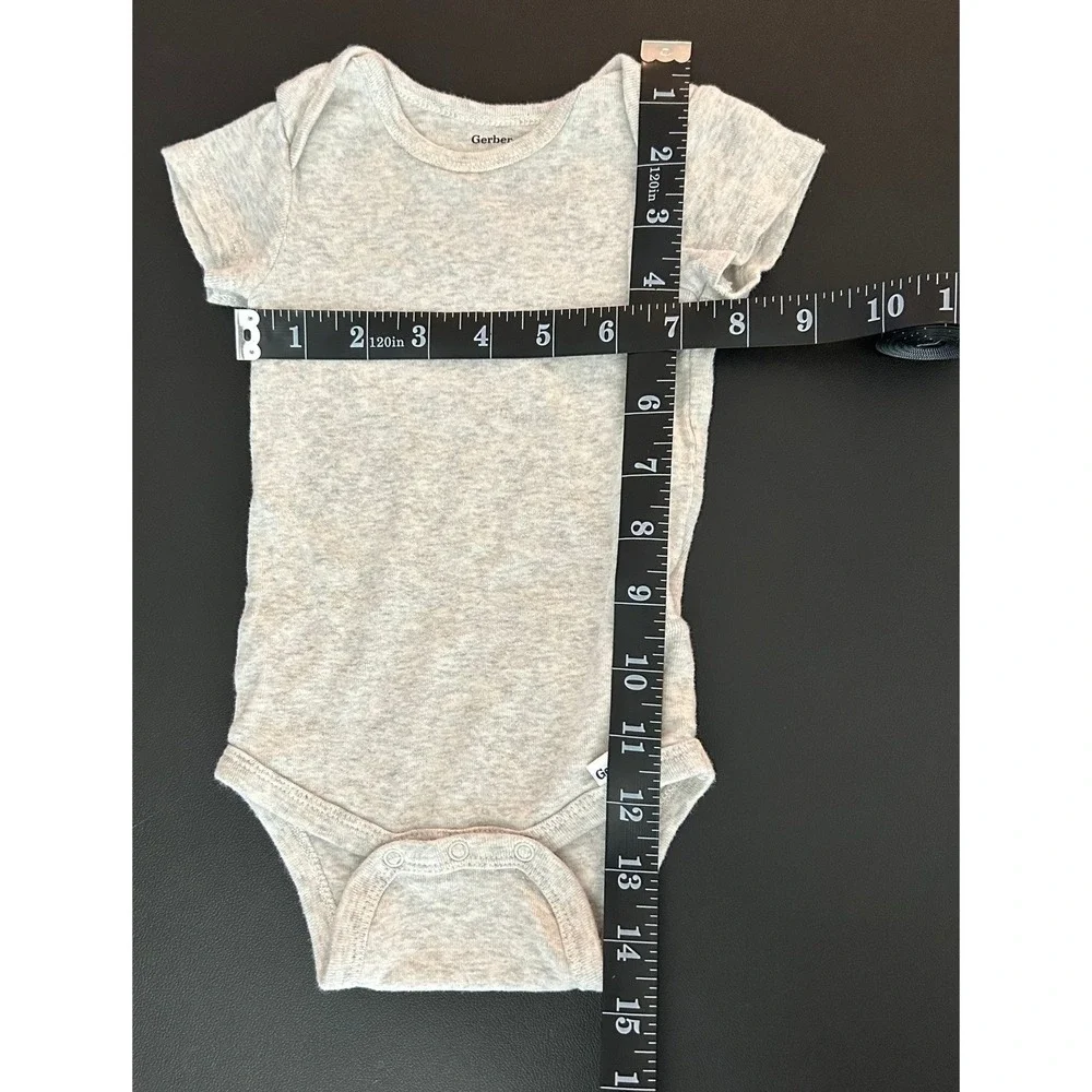Gerber Baby Bodysuit Heather Gray Short Sleeve Cotton 3-6 Months 1346